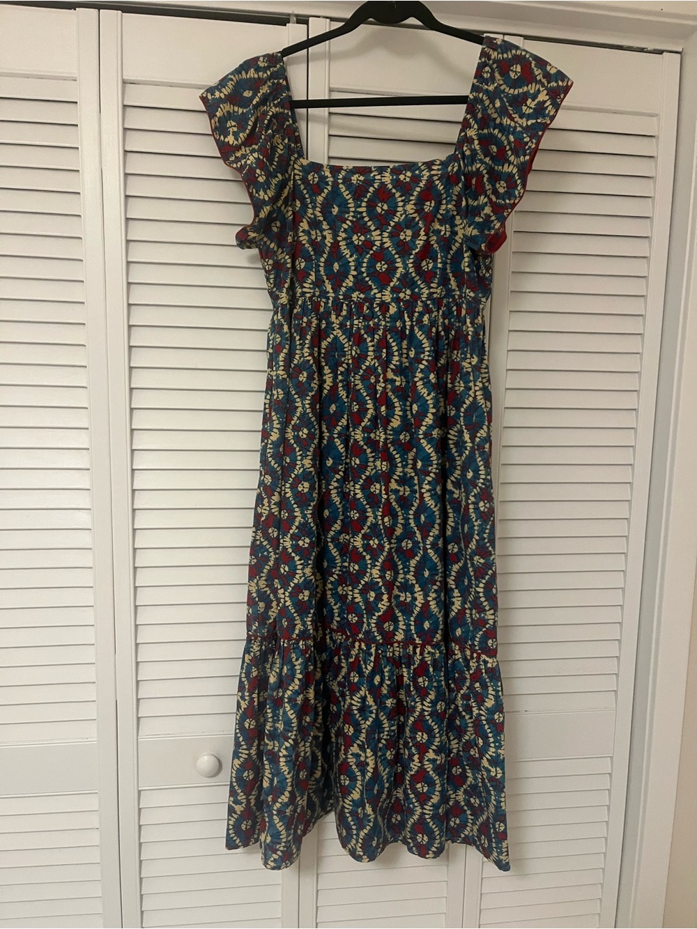 Olivia James Midi Dress in Blue and Red